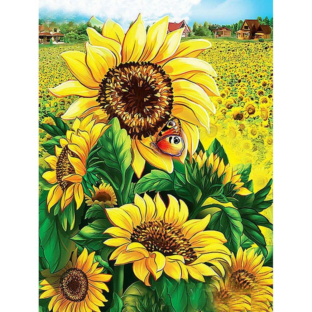 5D Diy Diamond Painting Kit Full Round Beads Sunflowers