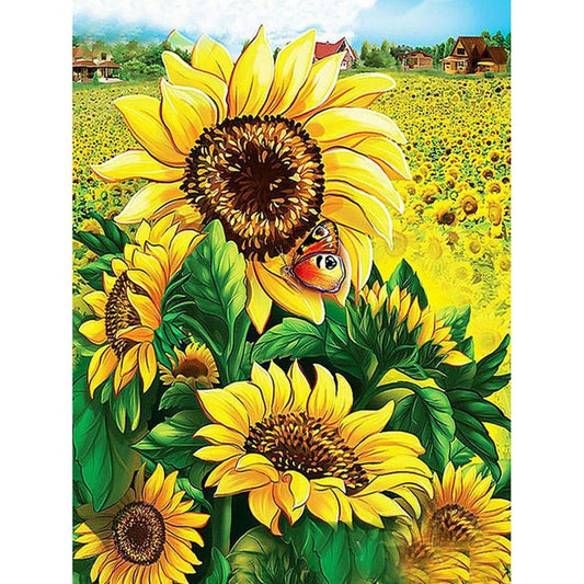 5D Diy Diamond Painting Kit Full Round Beads Sunflowers