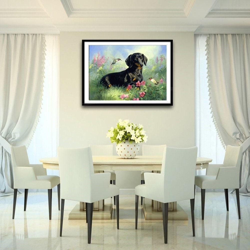 Diamond Painting - Partial Round - Black Dog
