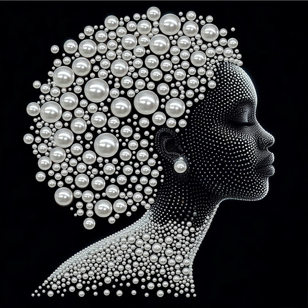 DIY Pearl Painting With Frame - Handmade Self-Adhesive Pearls - Lady (30*30cm) C
