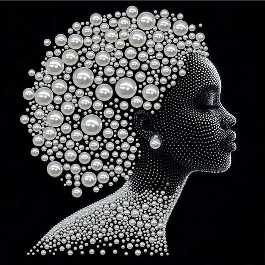 DIY Pearl Painting With Frame - Handmade Self-Adhesive Pearls - Lady (30*30cm) C
