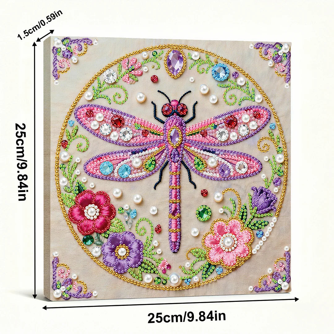 DIY Pearl Painting With Frame - Handmade Self-Adhesive Pearls - Dragonfly (25*25cm) B