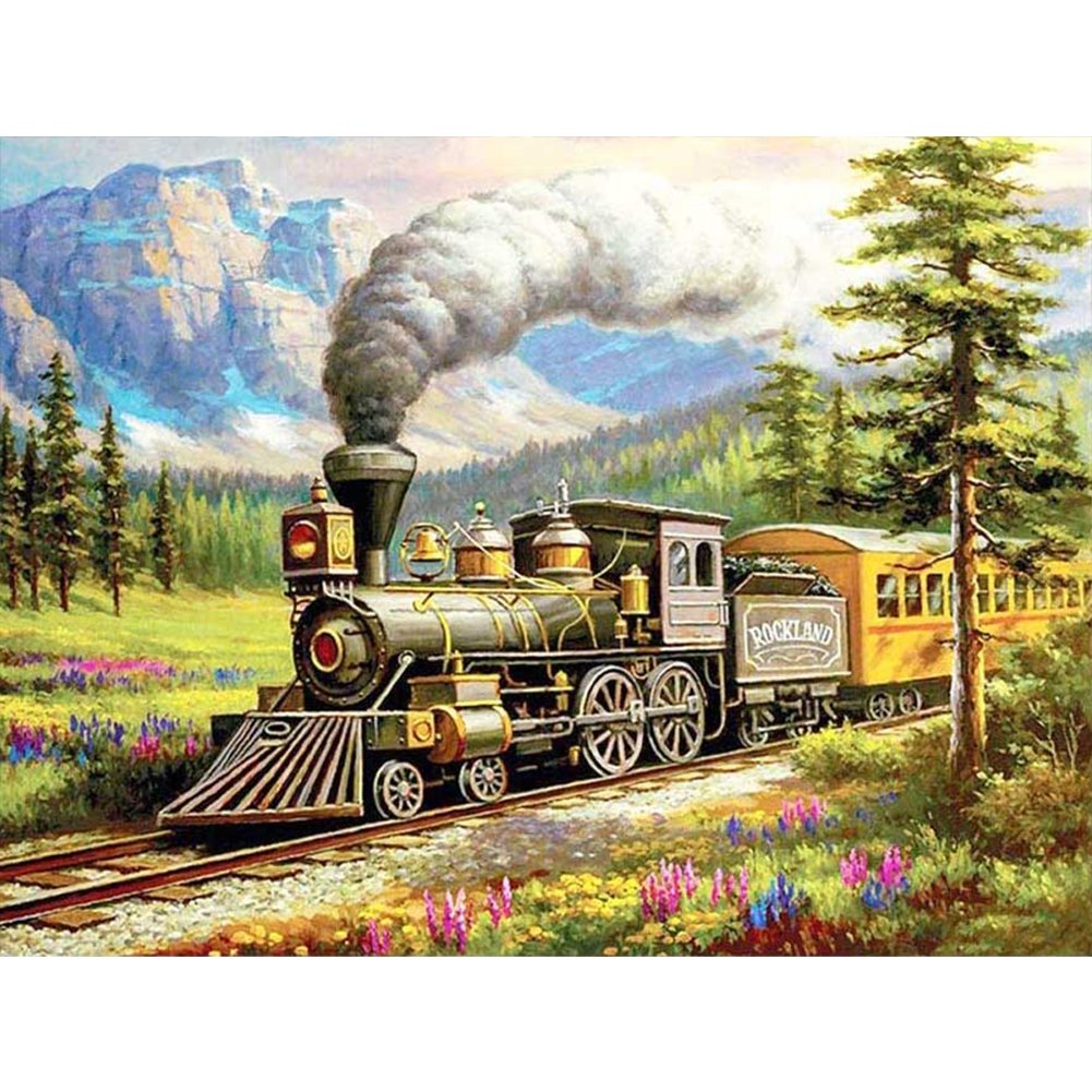 5D Diy Diamond Painting Kit Full Round Beads Train
