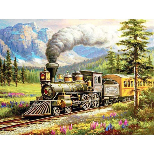 5D Diy Diamond Painting Kit Full Round Beads Train