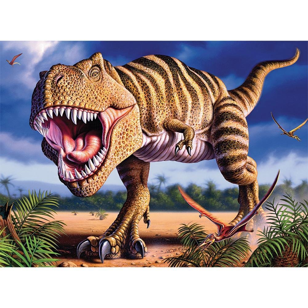 5D Diy Diamond Painting Kit Full Round Beads T.Rex Dinosaur