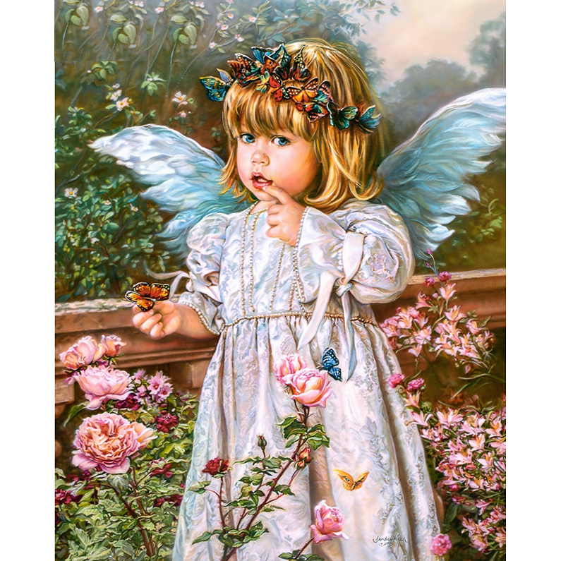5D Diy Diamond Painting Kit Full Round Beads Cute Girl