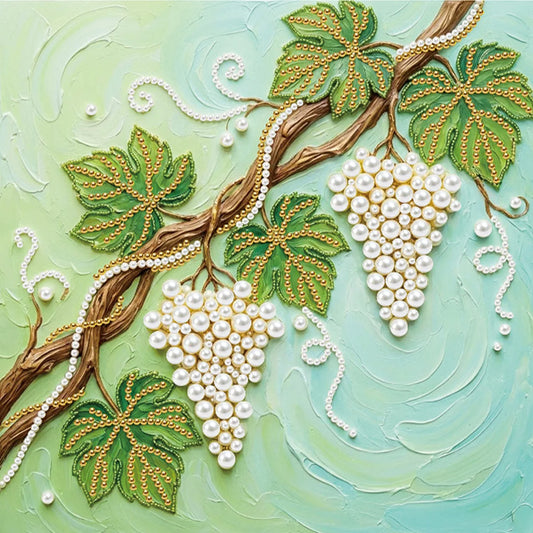DIY Pearl Painting With Frame - Handmade Self-Adhesive Pearls - Grape (25*25cm)