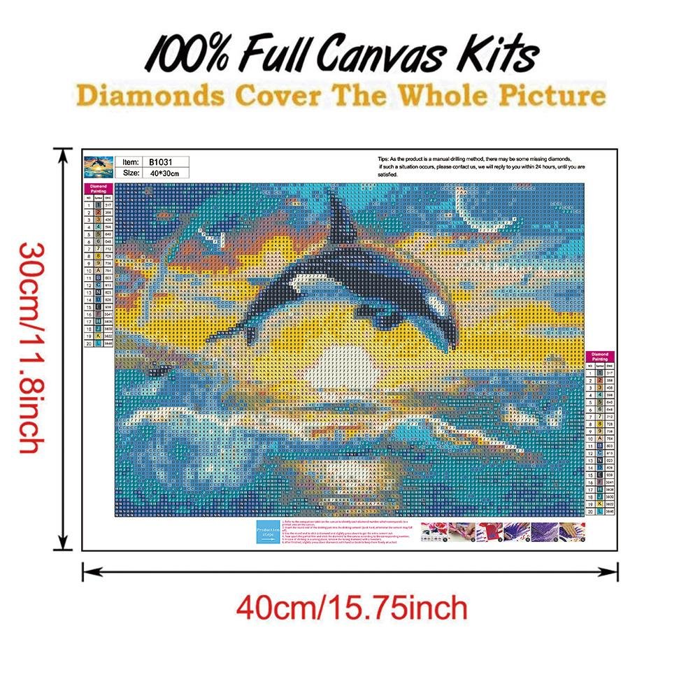 5D DIY Diamond Painting Kit - Full Round - Dolphin B