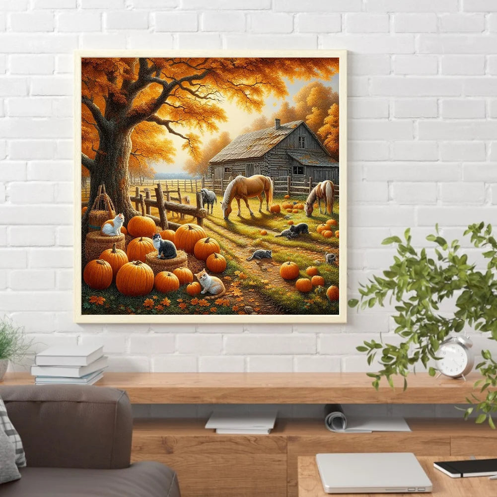 Diamond Painting - Full Round / Square - Autumn Farm Pumpkins