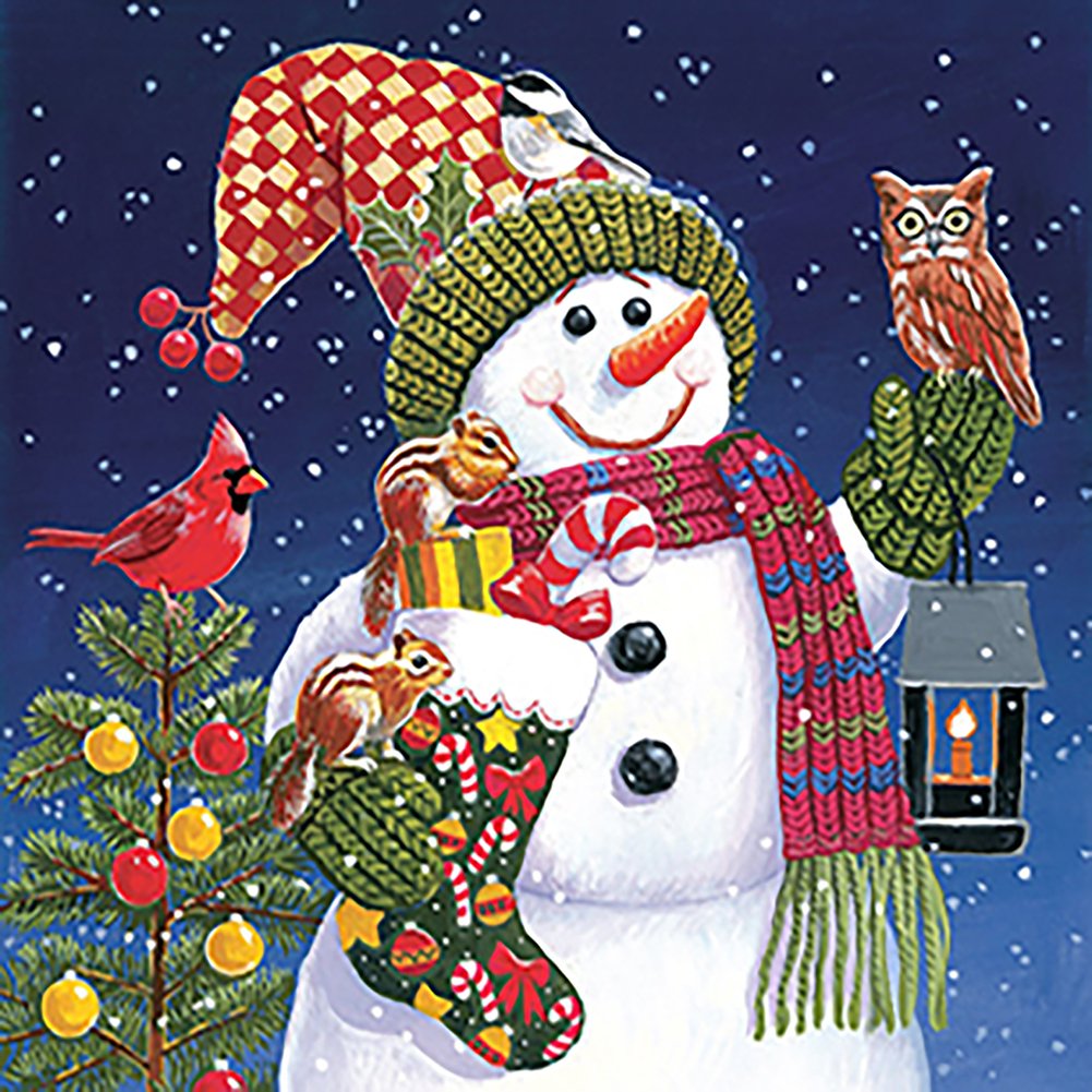 5D Diy Diamond Painting Kit Full Round Beads Snowman
