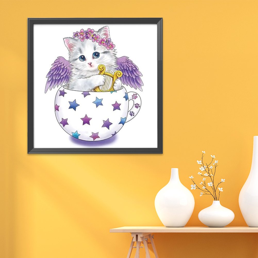 11CT Stamped Cross Stitch - Cat Cup(35*35cm) B