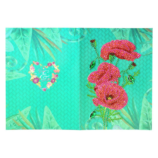 Red Flower DIY Diamond Painting Holiday Greeting Card