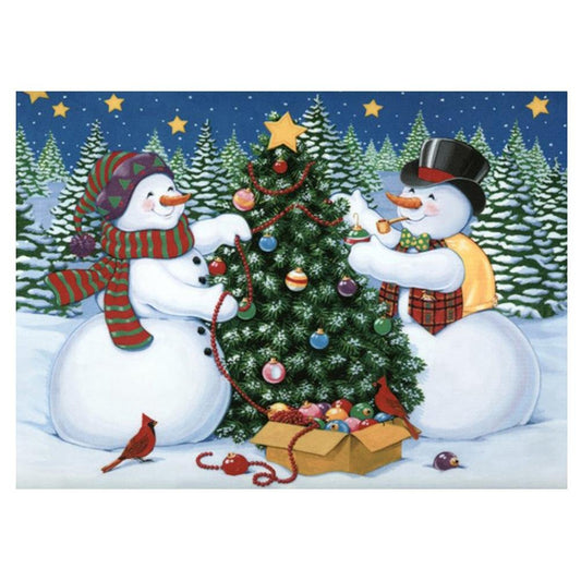5D Diy Diamond Painting Kit Full Round Beads Christmas Snow Man