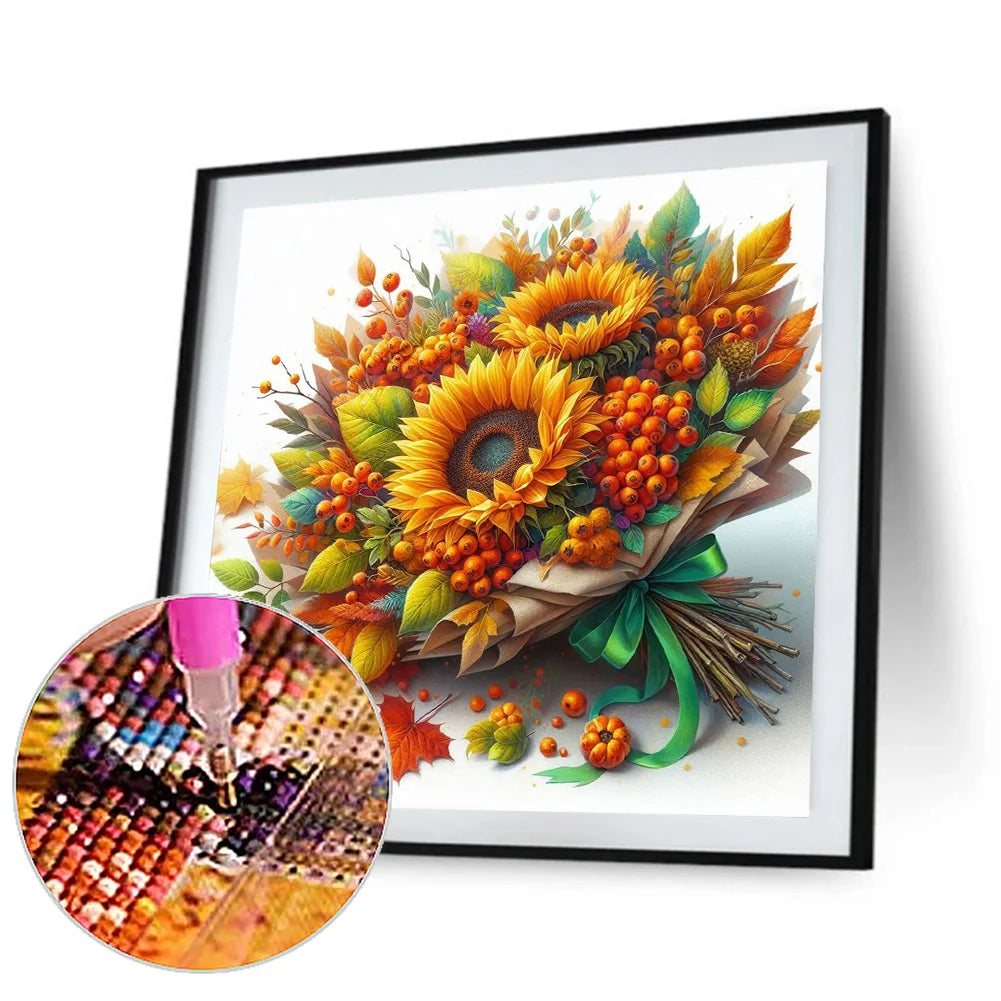 Diamond Painting - Full Round / Square - Autumn Sunflower Bouquet