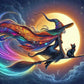 Diamond Painting - Full Round / Square - Halloween Flying Witch