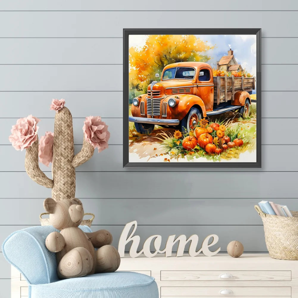 Diamond Painting - Full Round / Square - Autumn Pumpkin Car