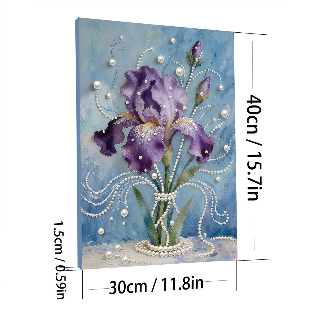 DIY Pearl Painting With Frame - Handmade Self-Adhesive Pearls - iris (30*40cm) A