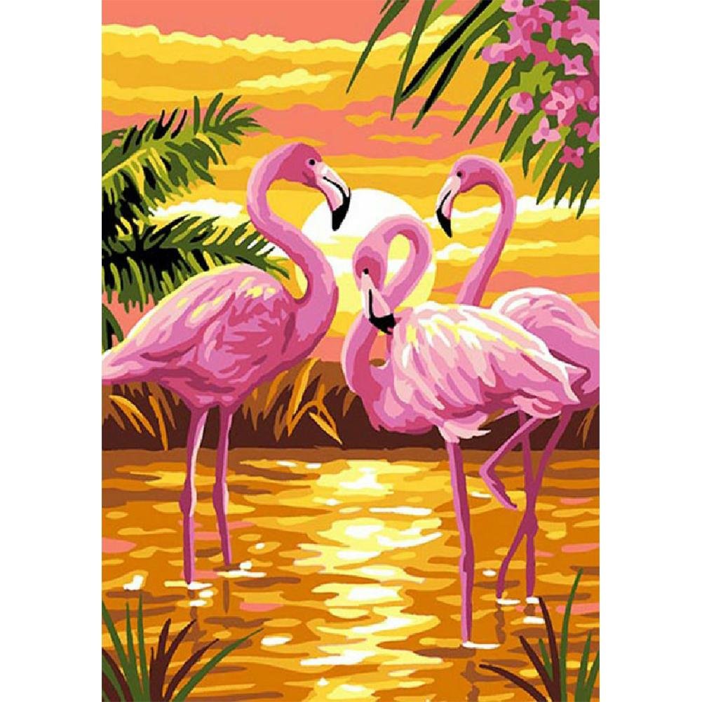 5D Diy Diamond Painting Kit Full Round Beads Flamingo