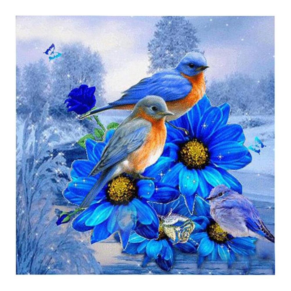 Diamond Painting Partial Round Blue Bird