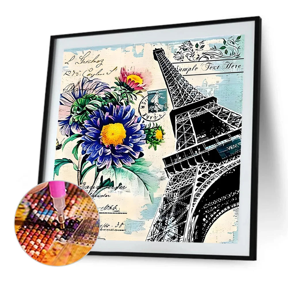 Diamond Painting - Full Round / Square - Eiffel Tower Stamp B