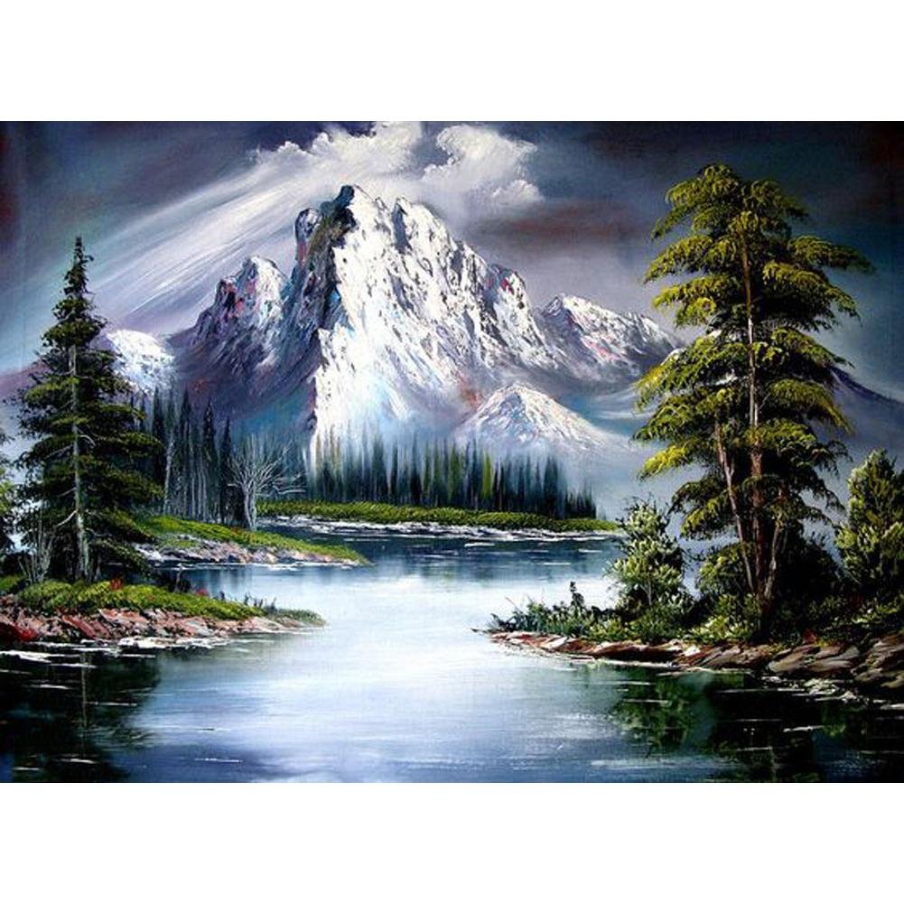 5D Diy Diamond Painting Kit Full Round Beads Snow Mountain