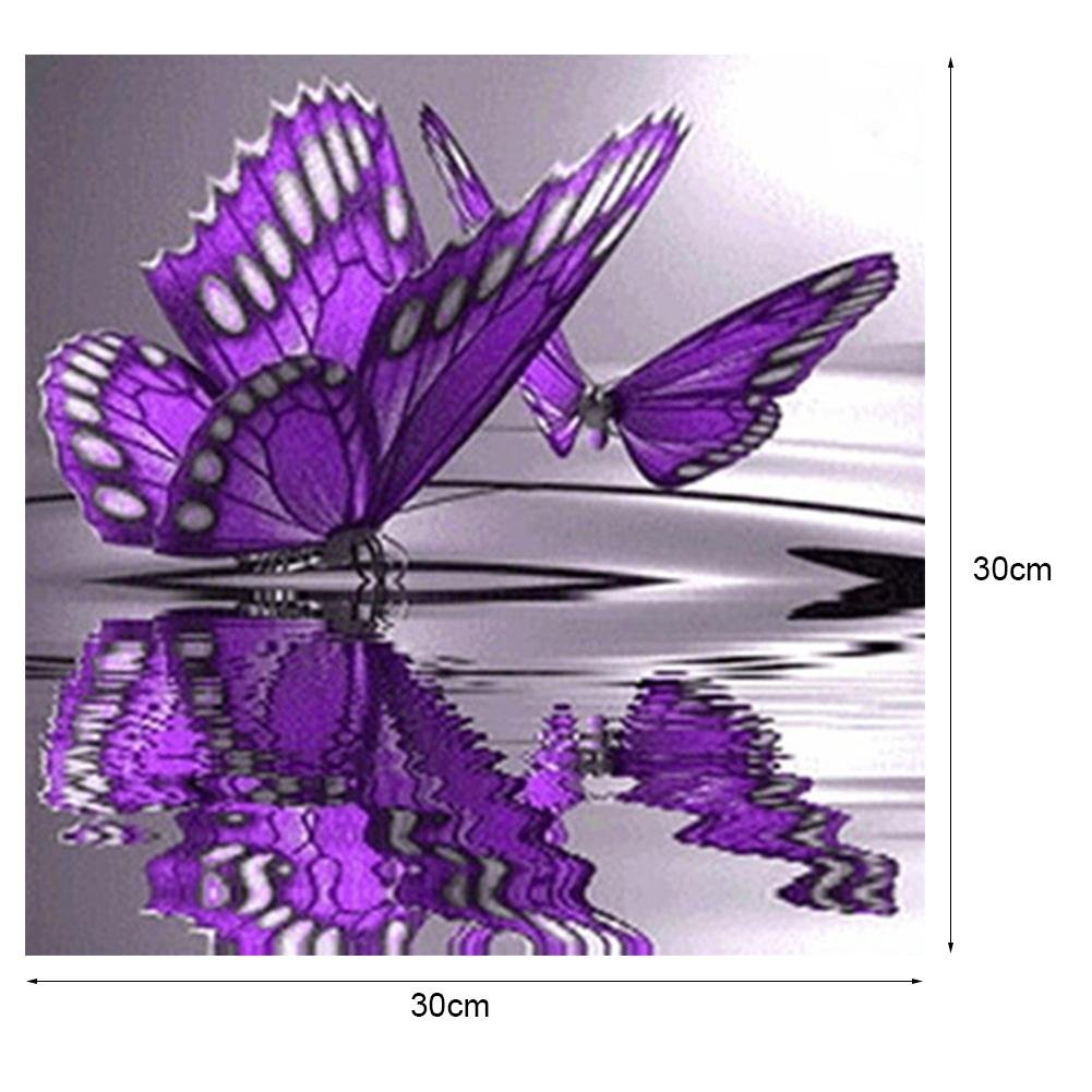 Diamond Painting - Partial Round - Purple Butterfly B