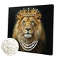 DIY Pearl Painting With Frame - Handmade Self-Adhesive Pearls - Lion (25*25cm) B