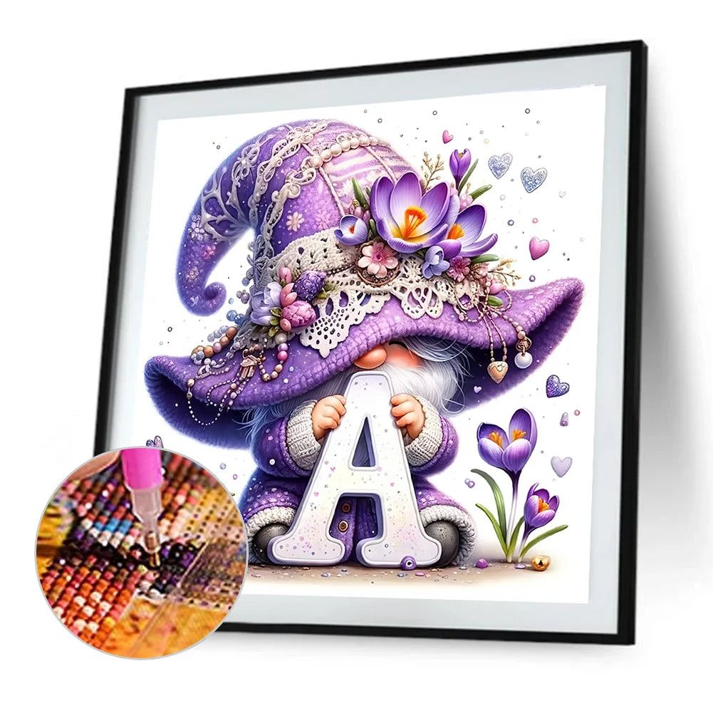 Diamond Painting - Full Round / Square - Letter A Gnome