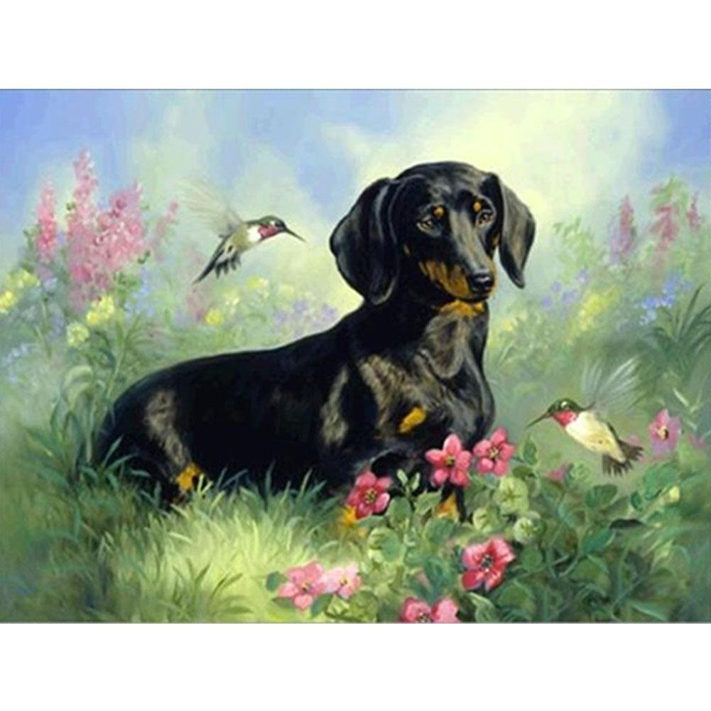 Diamond Painting - Partial Round - Black Dog