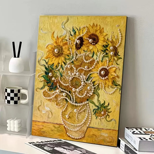 DIY Framed Pearl Painting - Handmade Self - Adhesive Pearls - Sunflower
