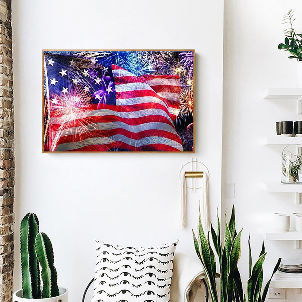 Diamond Painting - Full Round - Firework Flag
