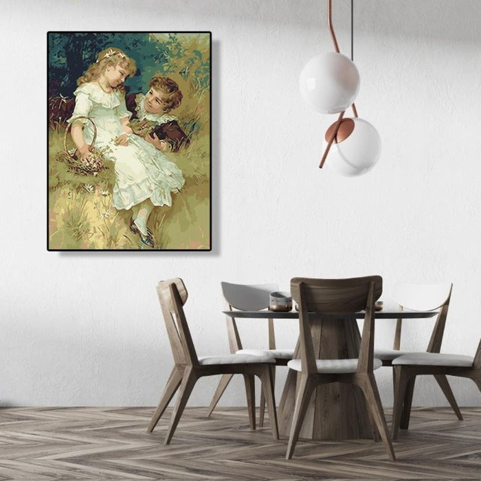 Happy Kids Together Painting By Numbers Kit Canvas Digital Oil Art Picture Craft Home Wall Decor