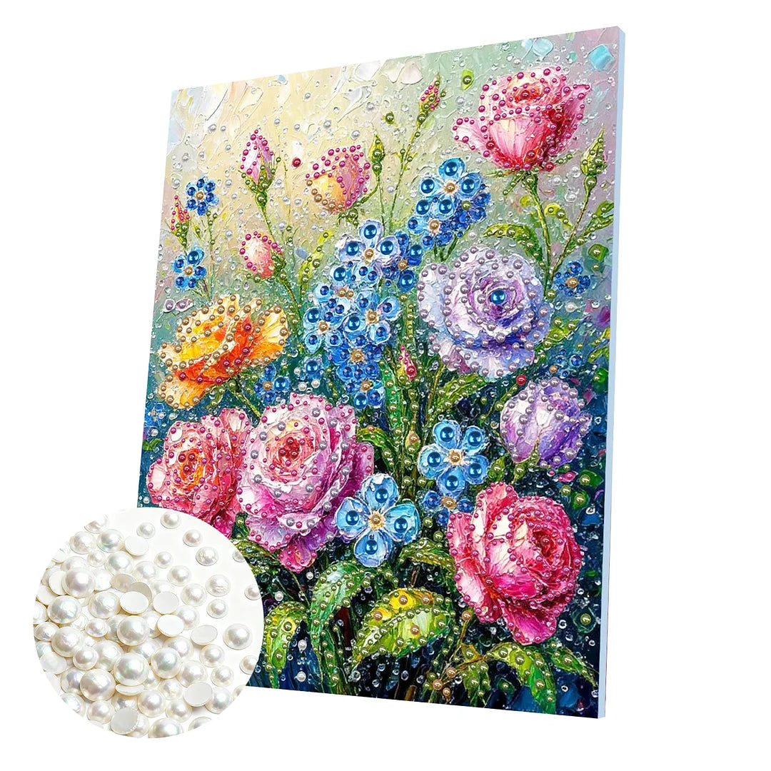 DIY Pearl Painting With Frame - Handmade Self-Adhesive Pearls - Garden (40*50cm)
