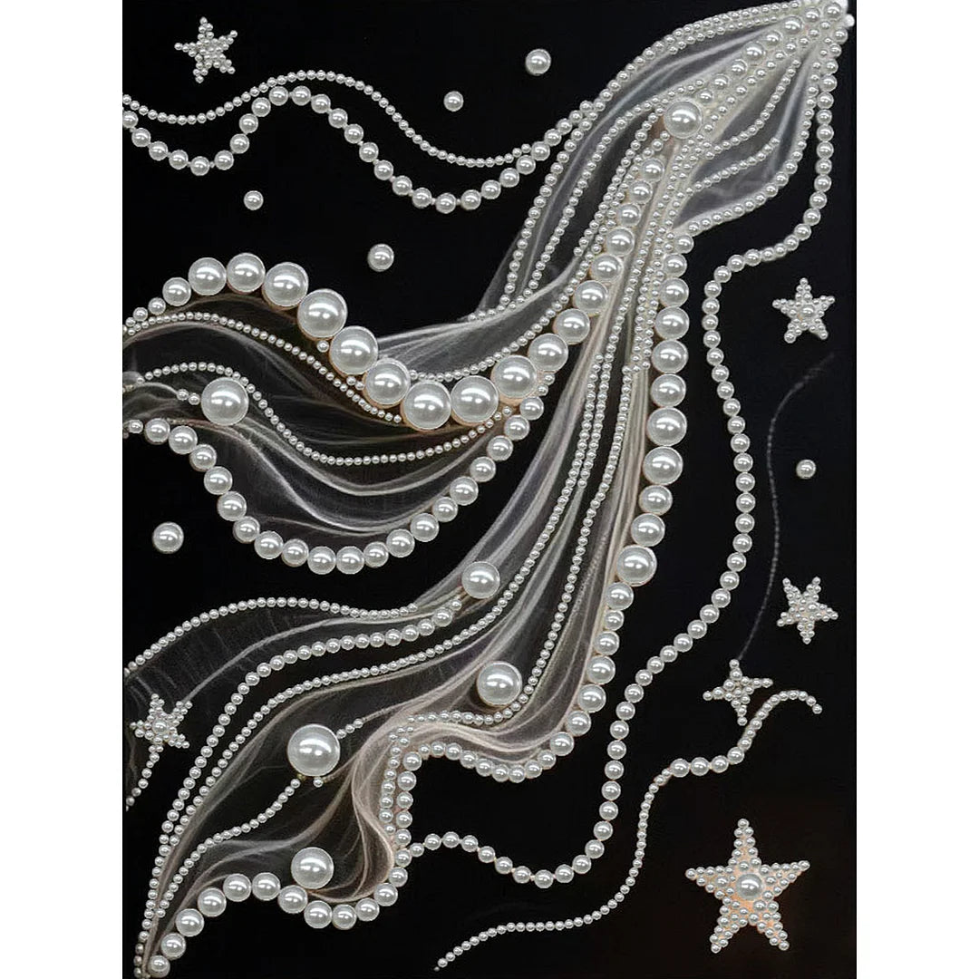 DIY Pearl Painting With Frame - Handmade Self-Adhesive Pearls - Starry Silk (30*40cm) A