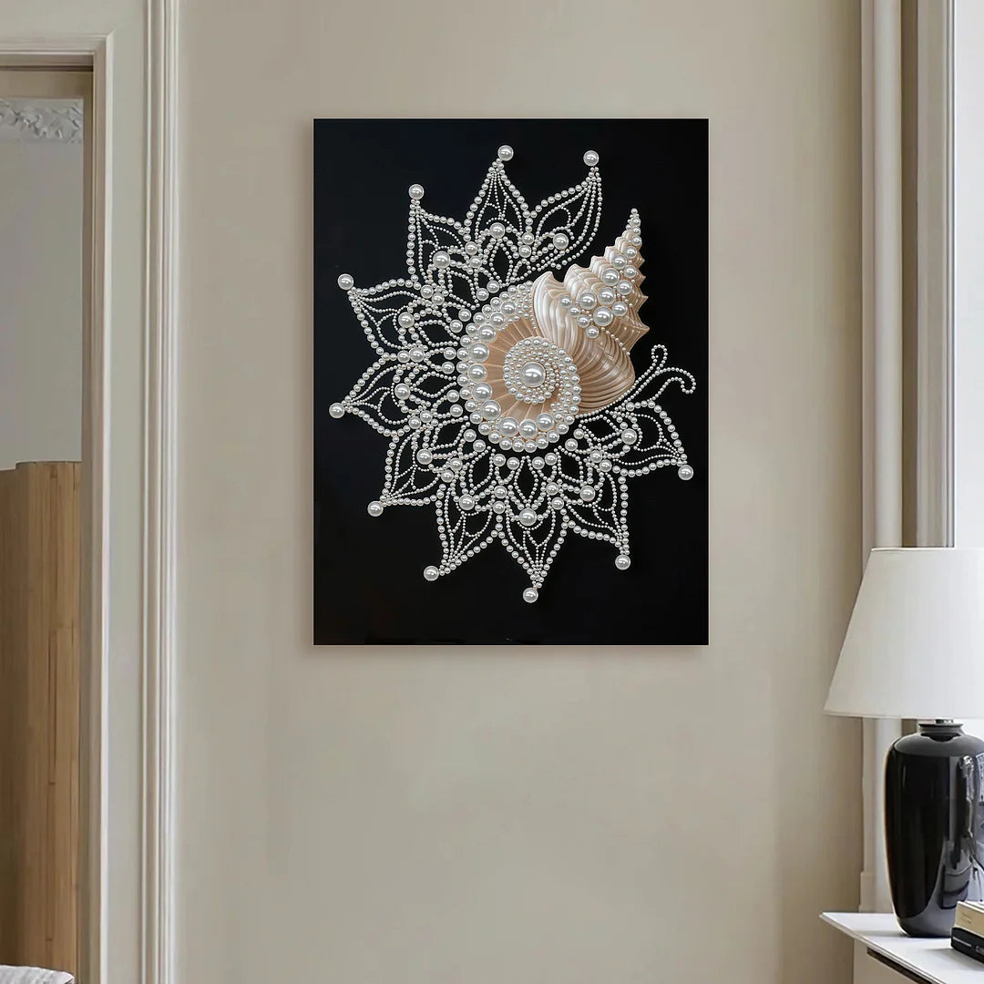 DIY Pearl Painting With Frame - Handmade Self-Adhesive Pearls - Flower (30*40cm)