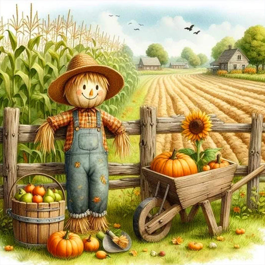 Diamond Painting - Full Round / Square - Autumn Scarecrow