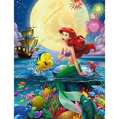 5d cartoon Diamond Painting Mermaid under moon