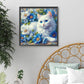 Diamond Painting - Full Round / Square - White Cat In Flowers