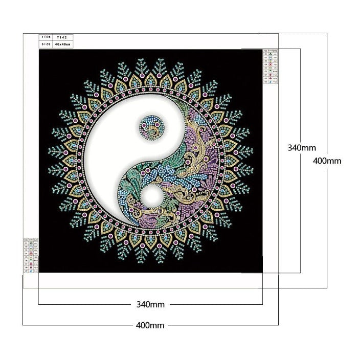  DIY 5D Crystal Rhinestone Diamond Painting Kit Tai Chi Mandala (40*40cm)