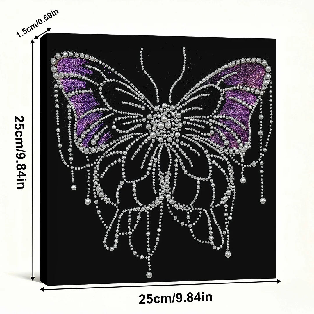 DIY Pearl Painting With Frame - Handmade Self-Adhesive Pearls - Butterfly(30*30cm)