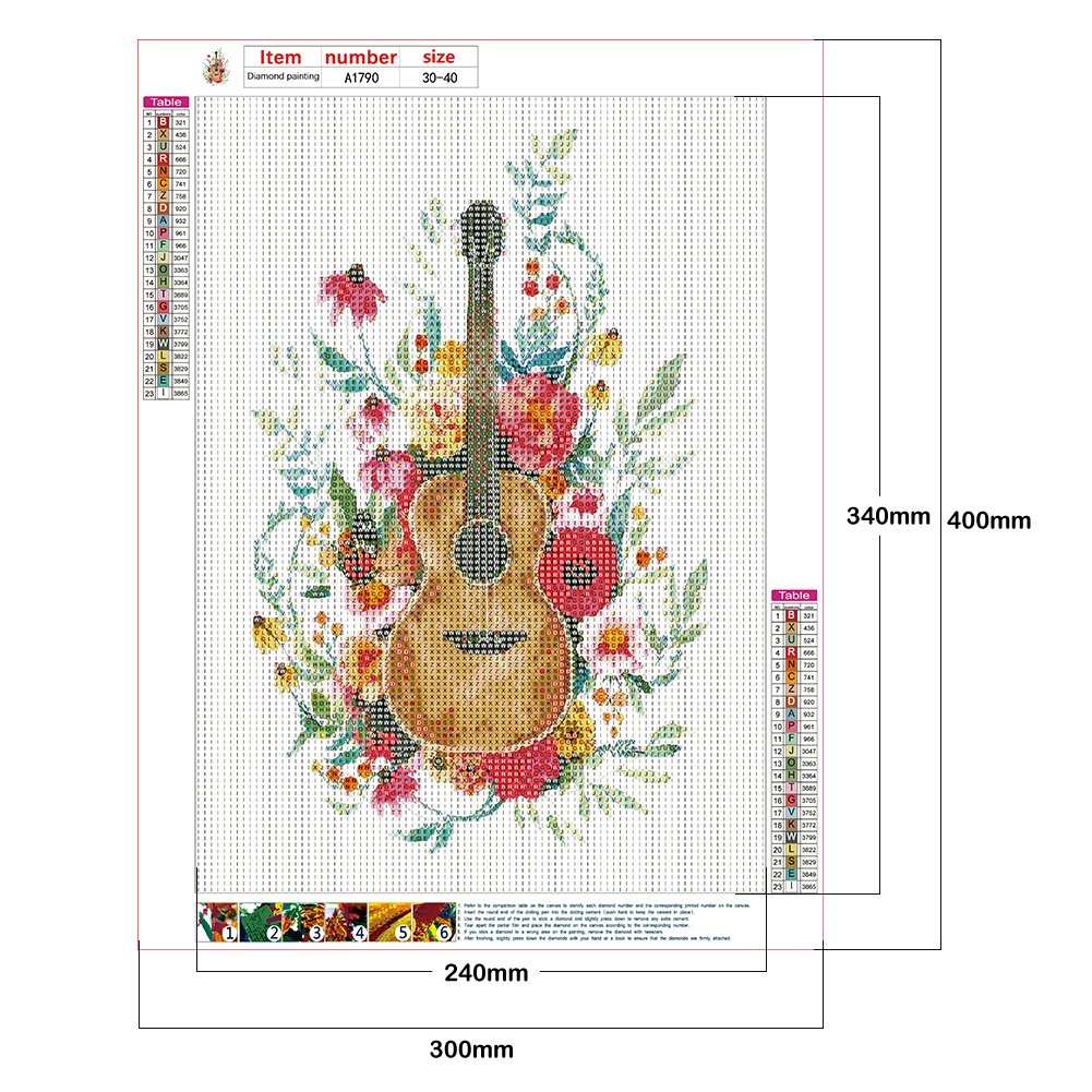 Diamond Painting - Full Round - Guitar Flower