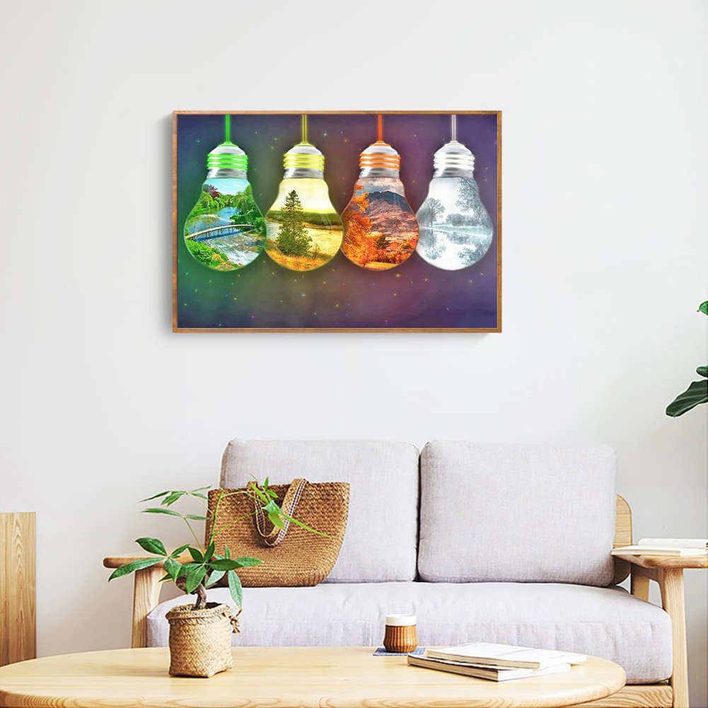 Diamond Painting - Full Round -  Landscape in Light Bulbs