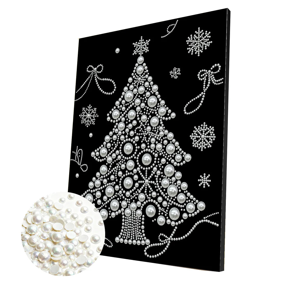 DIY Pearl Painting With Frame - Handmade Self-Adhesive Pearls - Xmas Tree (30*40cm)