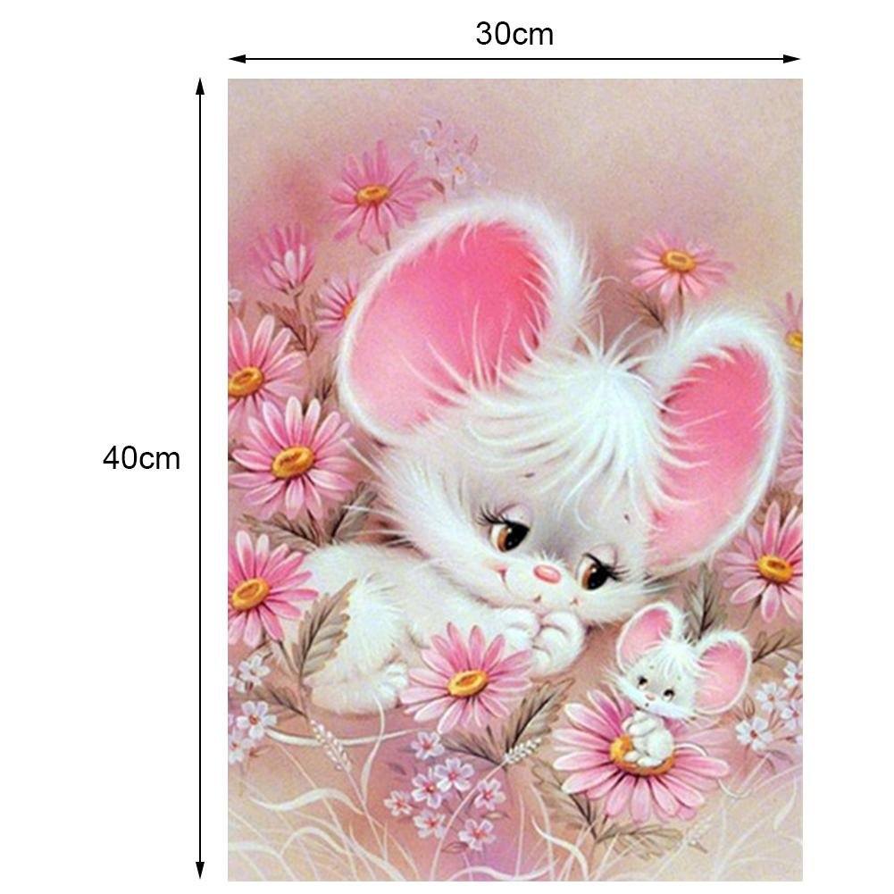 Diamond Painting - Partial Round - little Mouse Among The Flowers