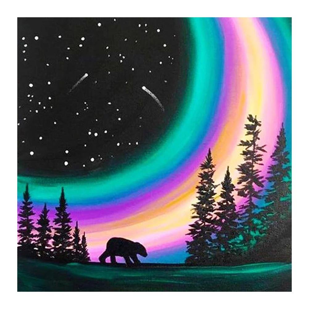 5D Diy Diamond Painting Kit Full Round Beads Rainbow Aurora