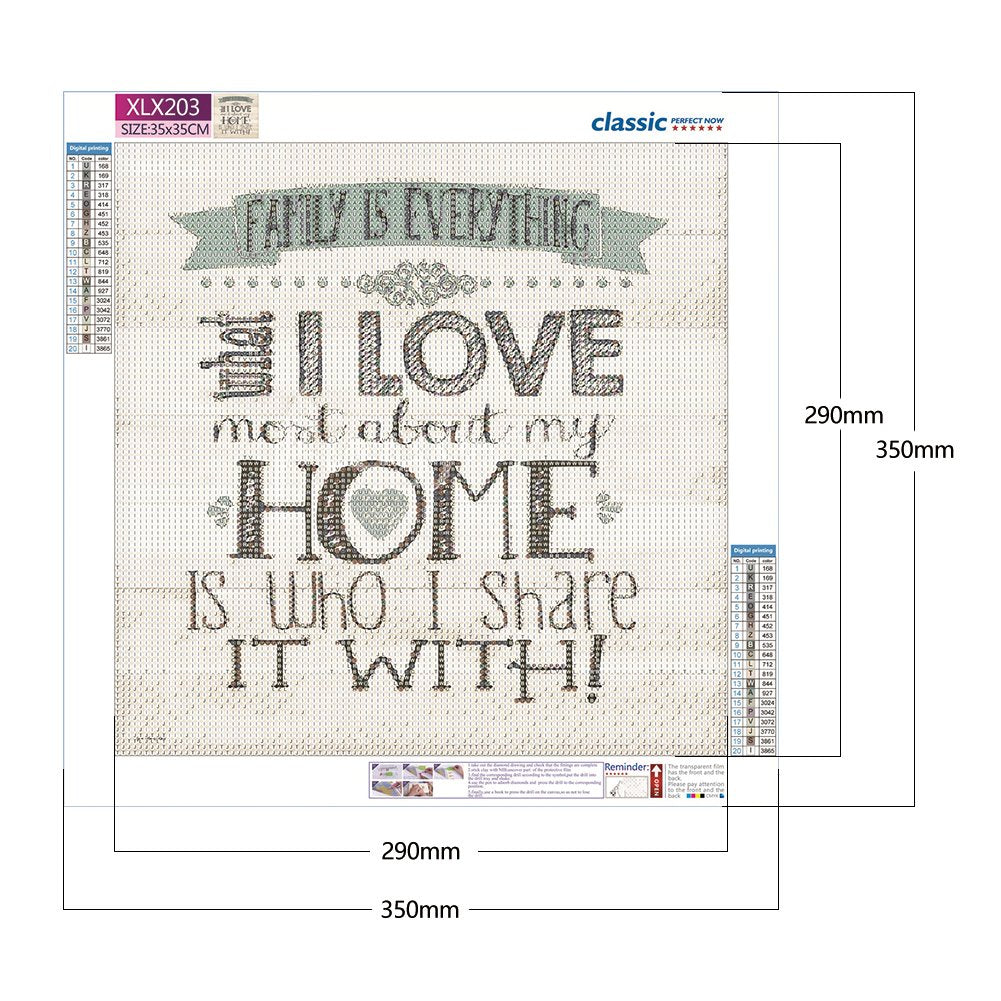 Diamond Painting - Full Round - I Love Home (35*35cm)