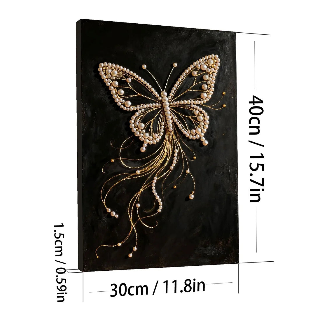 DIY Pearl Painting With Frame - Handmade Self-Adhesive Pearls - Butterfly (30*40cm) D