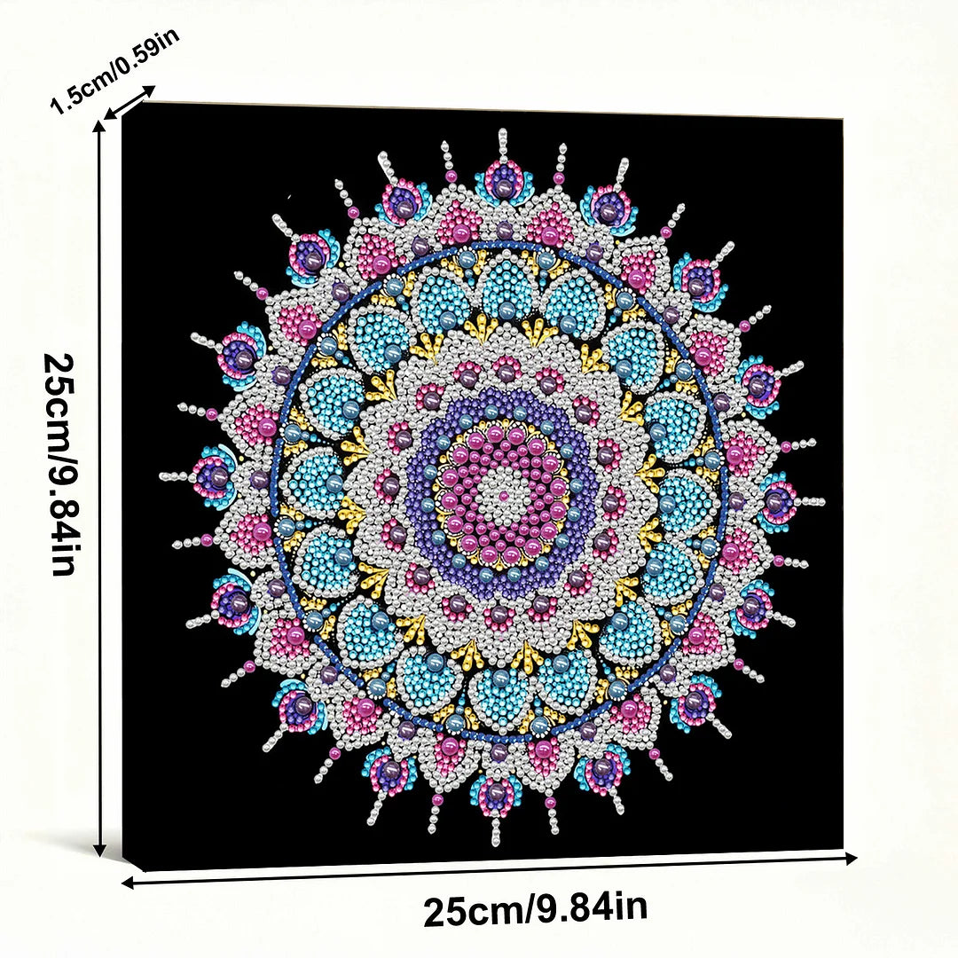 DIY Pearl Painting With Frame - Handmade Self-Adhesive Pearls - Pastel Lace Mandala(25*25cm)