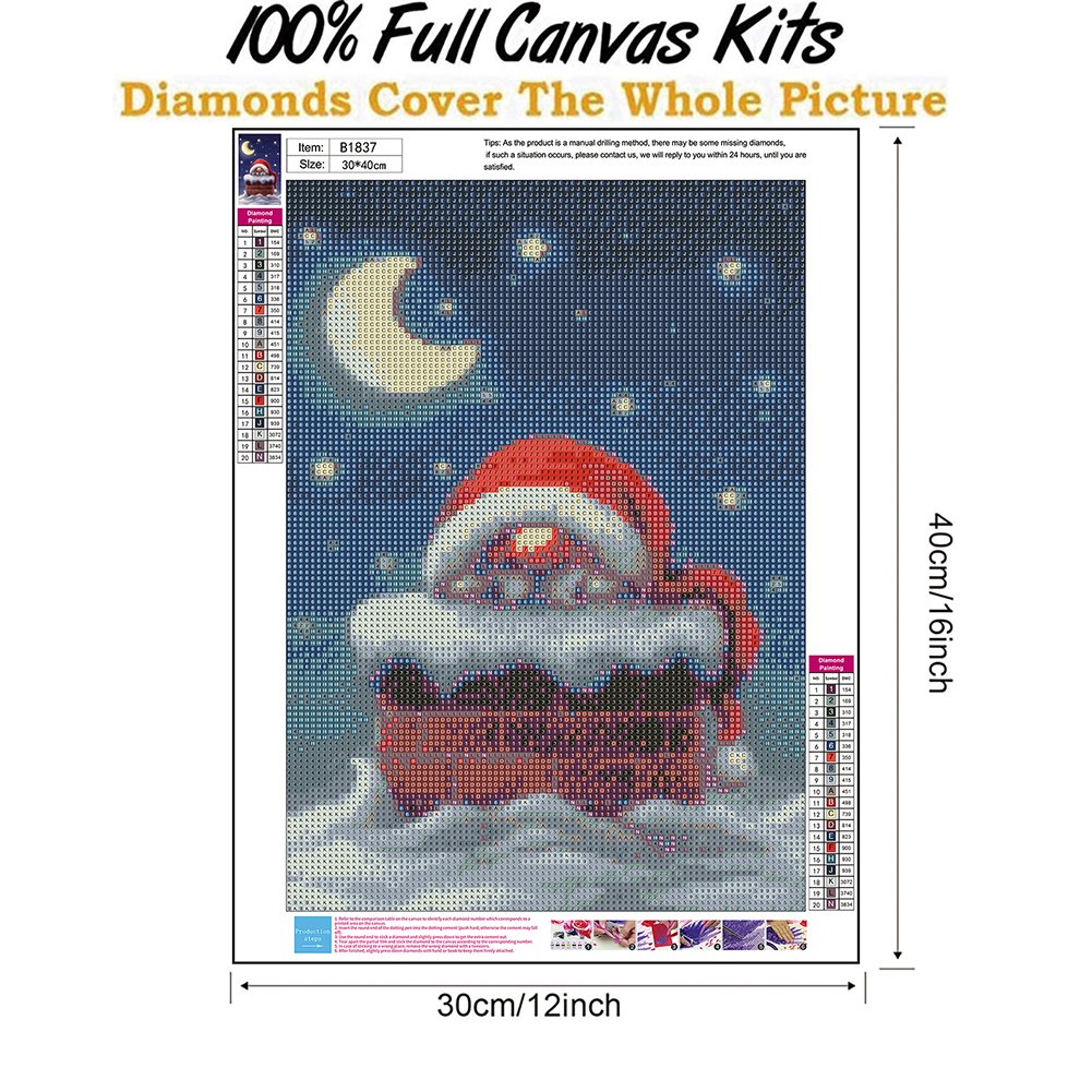 Diamond Painting - Full Round - Santa Climbing The Chimney