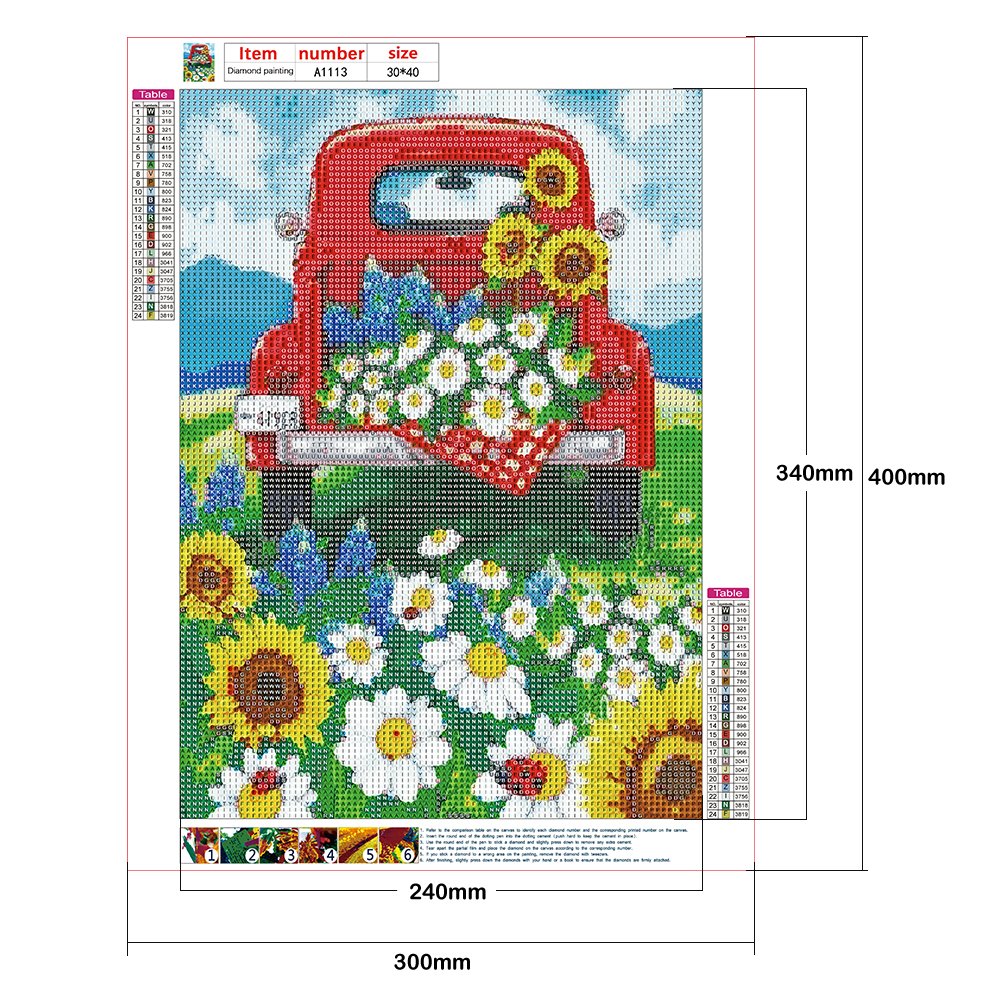 Diamond Painting - Full Round - Flower Car